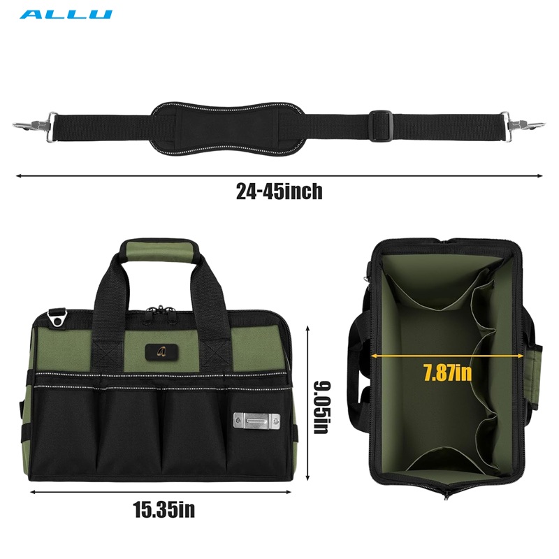 Factory Overall Pick Robuste, tragbare Werkzeugtasche, wasserdicht, Oxford-Gewebe mit breiter Öffnung, Mehrzweck-Arbeitsorganizer für Elektriker - ALLU