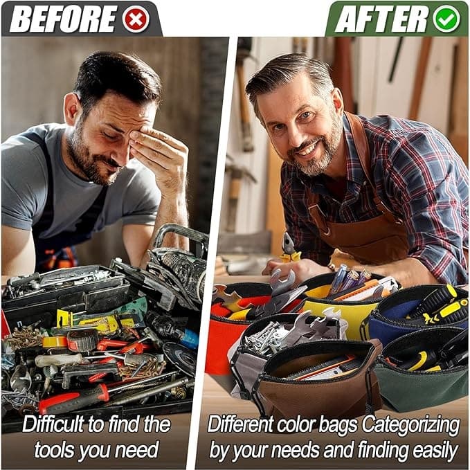 Benutzerdefinierte, modische Farben, langlebige 6er-Packung Werkzeugtasche aus Segeltuch für Elektriker, Autoreparatur, Gartenarbeit, Friseur, Kosmetik, Schreibwaren und mehr - UNEEDAL